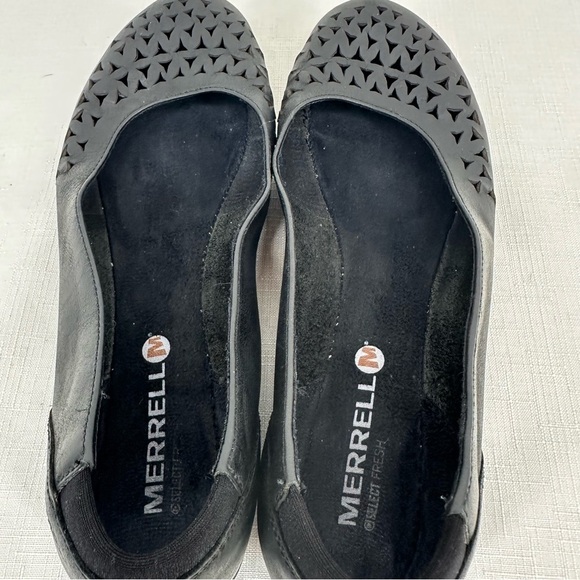 Merrell Women's Size 7.5 Mimix Haze Black Leather Cut Out Slip On Ballet Flats - Picture 7 of 13